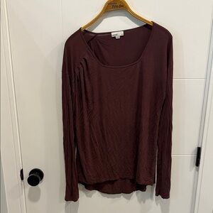Covet Long Sleeve Scoop Neck Top - Plum size large